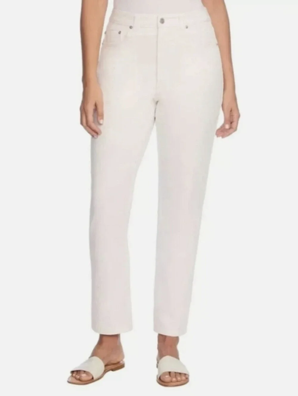 Frye Ivory White Denim High-Rise Cuffed Crop Plus Size Jeans - Size 14/32